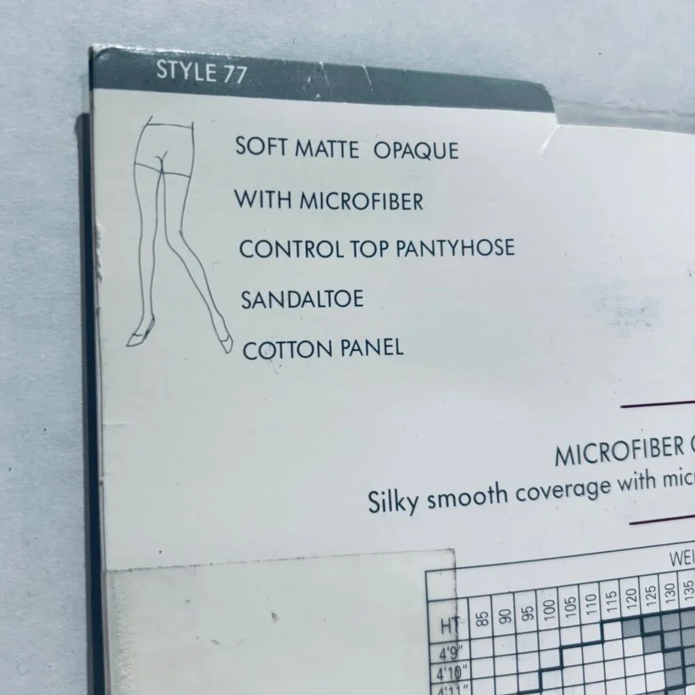 Vintage 90s NOS Microfiber Opaque Gold Control Top Pantyhose D Nylons